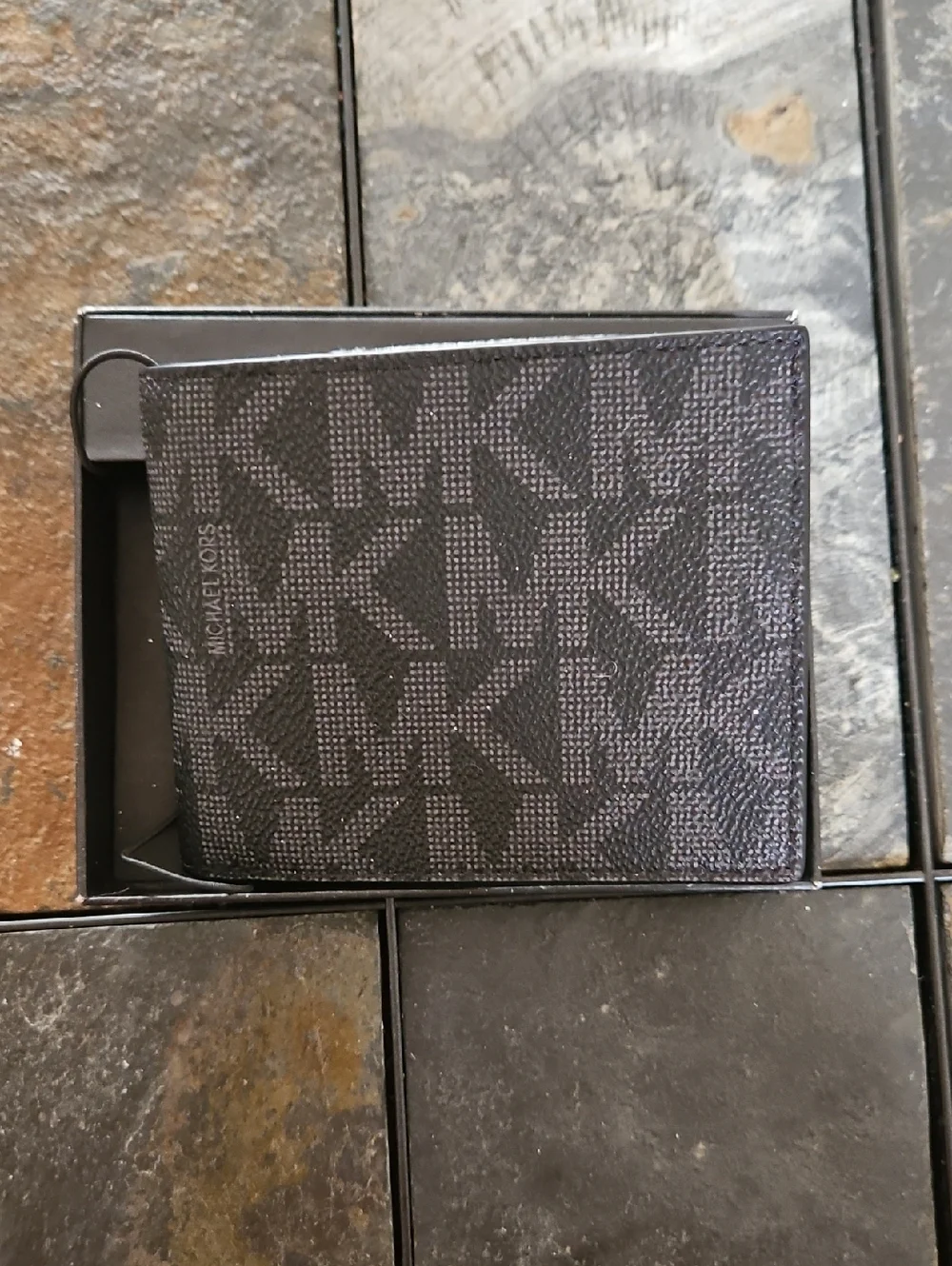 Michael Kors Men’s Black MK Logo Slim Billfold Card Holder
